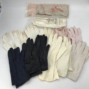 Vintage Womens Gloves 14 Pairs Off White Black Pink Navy Church Easter TLC Read